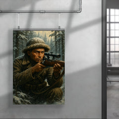 Francis Pegahmagabow sniper portrait in winter forest poster 4
