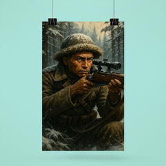Francis Pegahmagabow sniper portrait in winter forest poster 6
