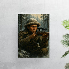 Francis Pegahmagabow sniper portrait in winter forest poster 7