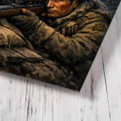 Francis Pegahmagabow trench sniper under northern lights metal print mockup