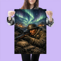 Francis Pegahmagabow trench sniper under northern lights poster 3