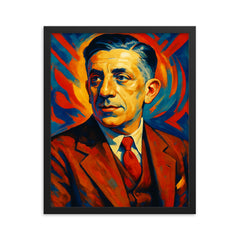 Francis Poulenc framed print on a plain backdrop in size 16"x20".