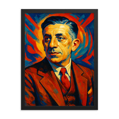 Francis Poulenc framed print on a plain backdrop in size 18"x24".