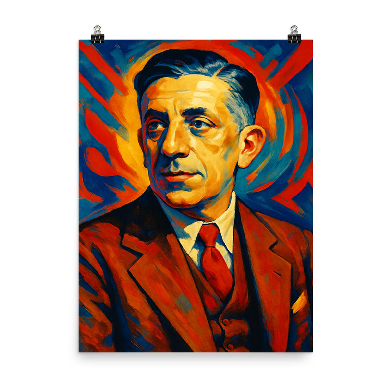 Francis Poulenc poster on a plain backdrop in size 8