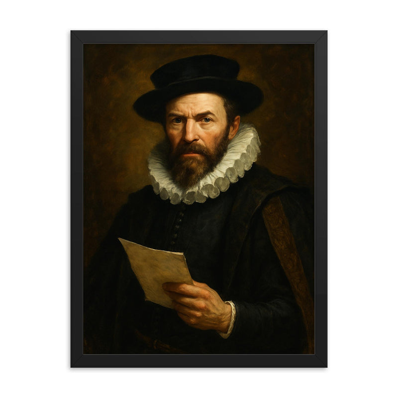 Francis Walsingham framed print on a plain backdrop in size 18