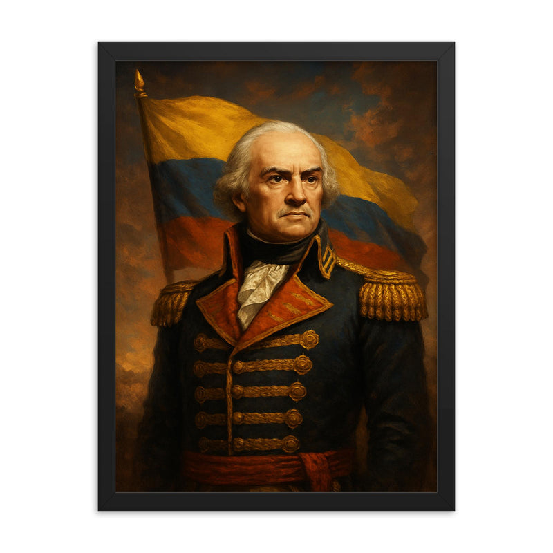 Francisco de Miranda framed print on a plain backdrop in size 18