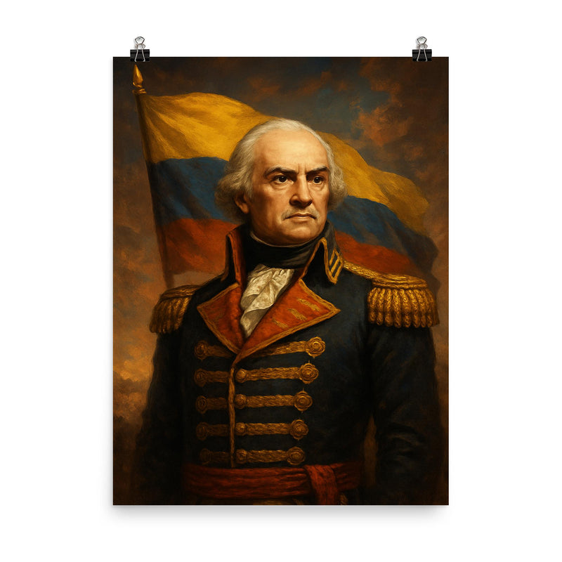 Francisco de Miranda poster on a plain backdrop in size 8