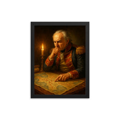 Francisco de Miranda studying invasion maps framed print on a plain backdrop in size 12"x16".