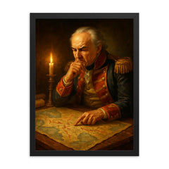 Francisco de Miranda studying invasion maps framed print on a plain backdrop in size 18"x24".