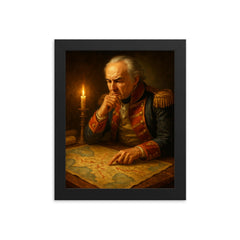 Francisco de Miranda studying invasion maps framed print on a plain backdrop in size 8"x10".