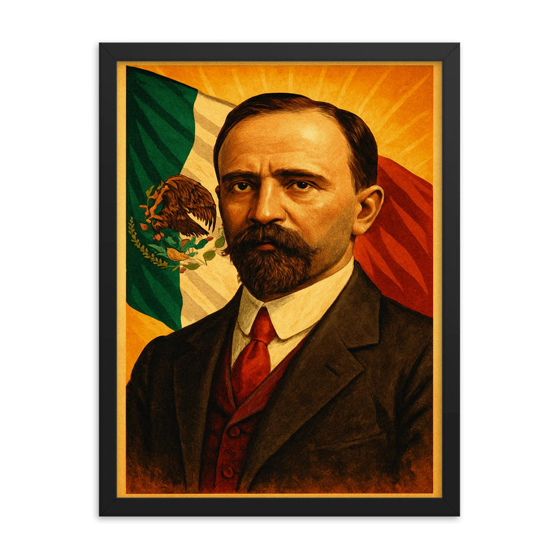 Francisco I Madero framed print on a plain backdrop in size 18