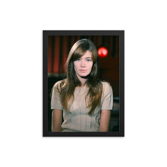 Francoise Hardy framed print on a plain backdrop in size 12"x16".