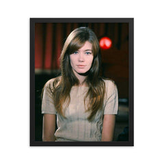 Francoise Hardy framed print on a plain backdrop in size 16"x20".