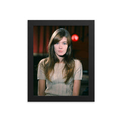 Francoise Hardy framed print on a plain backdrop in size 8"x10".