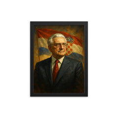 Franjo Tudman framed print on a plain backdrop in size 12"x16".