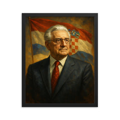 Franjo Tudman framed print on a plain backdrop in size 16"x20".
