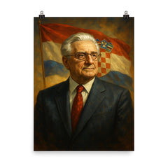 Franjo Tudman poster on a plain backdrop in size 8"x10".