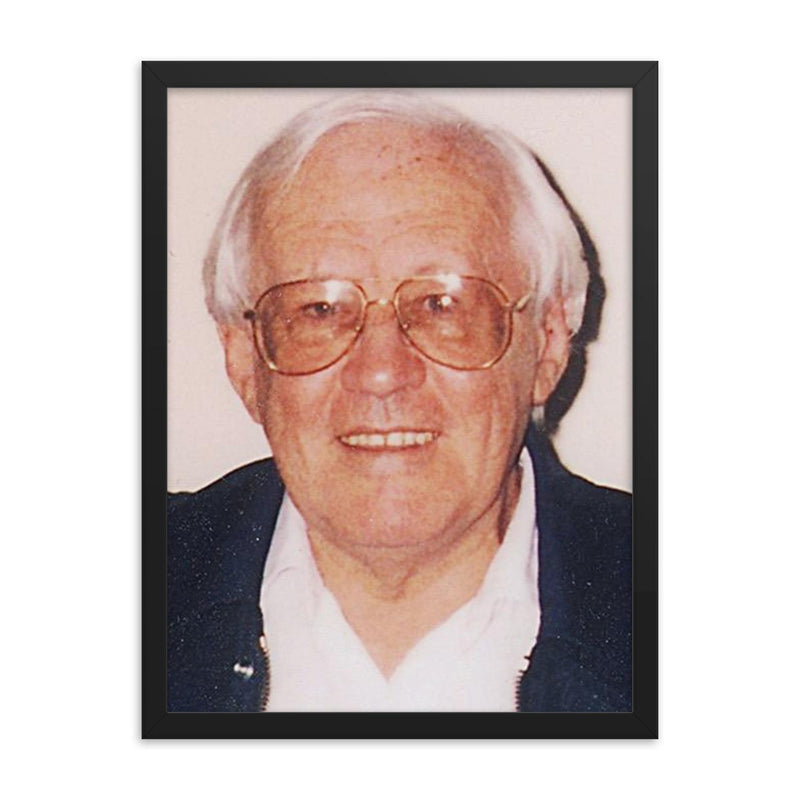 Frank Costigan framed print on a plain backdrop in size 18