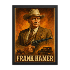 Frank Hamer framed print on a plain backdrop in size 18"x24".