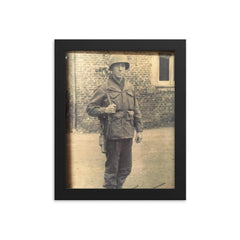 Frank L. Wendel, Cannon Crew Member on 105mm Howitzer, England Before D-Day framed print on a plain backdrop in size 8"x10".