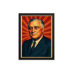Franklin D Roosevelt framed print on a plain backdrop in size 12"x16".