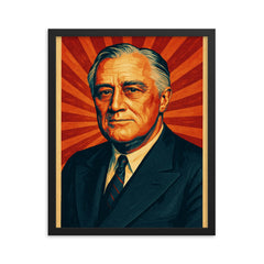 Franklin D Roosevelt framed print on a plain backdrop in size 16"x20".