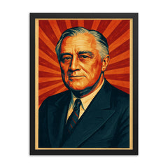 Franklin D Roosevelt framed print on a plain backdrop in size 18"x24".