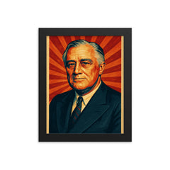 Franklin D Roosevelt framed print on a plain backdrop in size 8"x10".