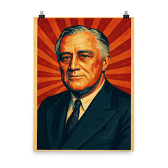 Franklin D Roosevelt poster on a plain backdrop in size 8"x10".