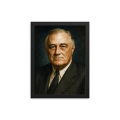 Franklin Delano Roosevelt portrait framed print on a plain backdrop in size 12"x16".