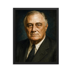 Franklin Delano Roosevelt portrait framed print on a plain backdrop in size 16"x20".