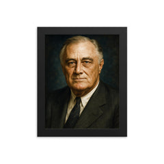 Franklin Delano Roosevelt portrait framed print on a plain backdrop in size 8"x10".