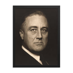 Franklin Roosevelt (FDR) framed print on a plain backdrop in size 18"x24".