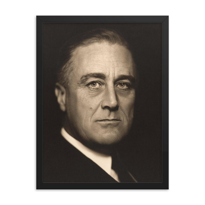 Franklin Roosevelt (FDR) framed print on a plain backdrop in size 18