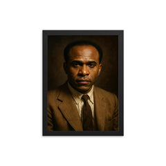 Frantz Fanon portrait framed print on a plain backdrop in size 12"x16".