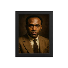 Frantz Fanon portrait framed print on a plain backdrop in size 8"x10".