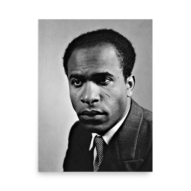 Frantz Fanon poster on a plain backdrop in size 18