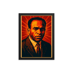 Frantz Fanon revolutionary psychiatrist portrait framed print on a plain backdrop in size 12"x16".