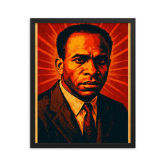 Frantz Fanon revolutionary psychiatrist portrait framed print on a plain backdrop in size 16"x20".