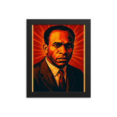 Frantz Fanon revolutionary psychiatrist portrait framed print on a plain backdrop in size 8"x10".