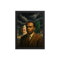 Frantz Fanon under Algerian storm clouds framed print on a plain backdrop in size 12"x16".