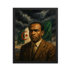 Frantz Fanon under Algerian storm clouds framed print on a plain backdrop in size 16"x20".