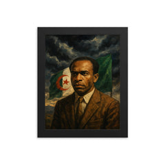Frantz Fanon under Algerian storm clouds framed print on a plain backdrop in size 8"x10".