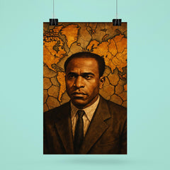 Frantz Fanon with cracked colonial map backdrop poster 6