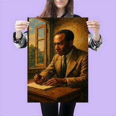 Frantz Fanon writing beside an open casement poster 3