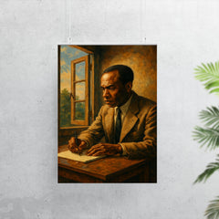 Frantz Fanon writing beside an open casement poster 7