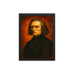 Franz Liszt framed print on a plain backdrop in size 12"x16".