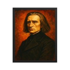 Franz Liszt framed print on a plain backdrop in size 16"x20".