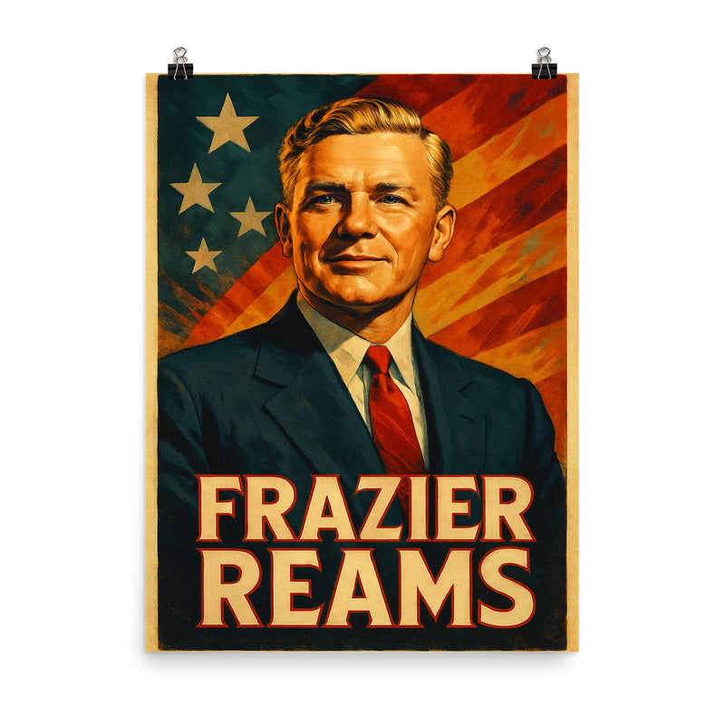 Frazier Reams poster on a plain backdrop in size 8