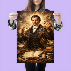 Frédéric Bastiat by broken chains and ledgers poster 3